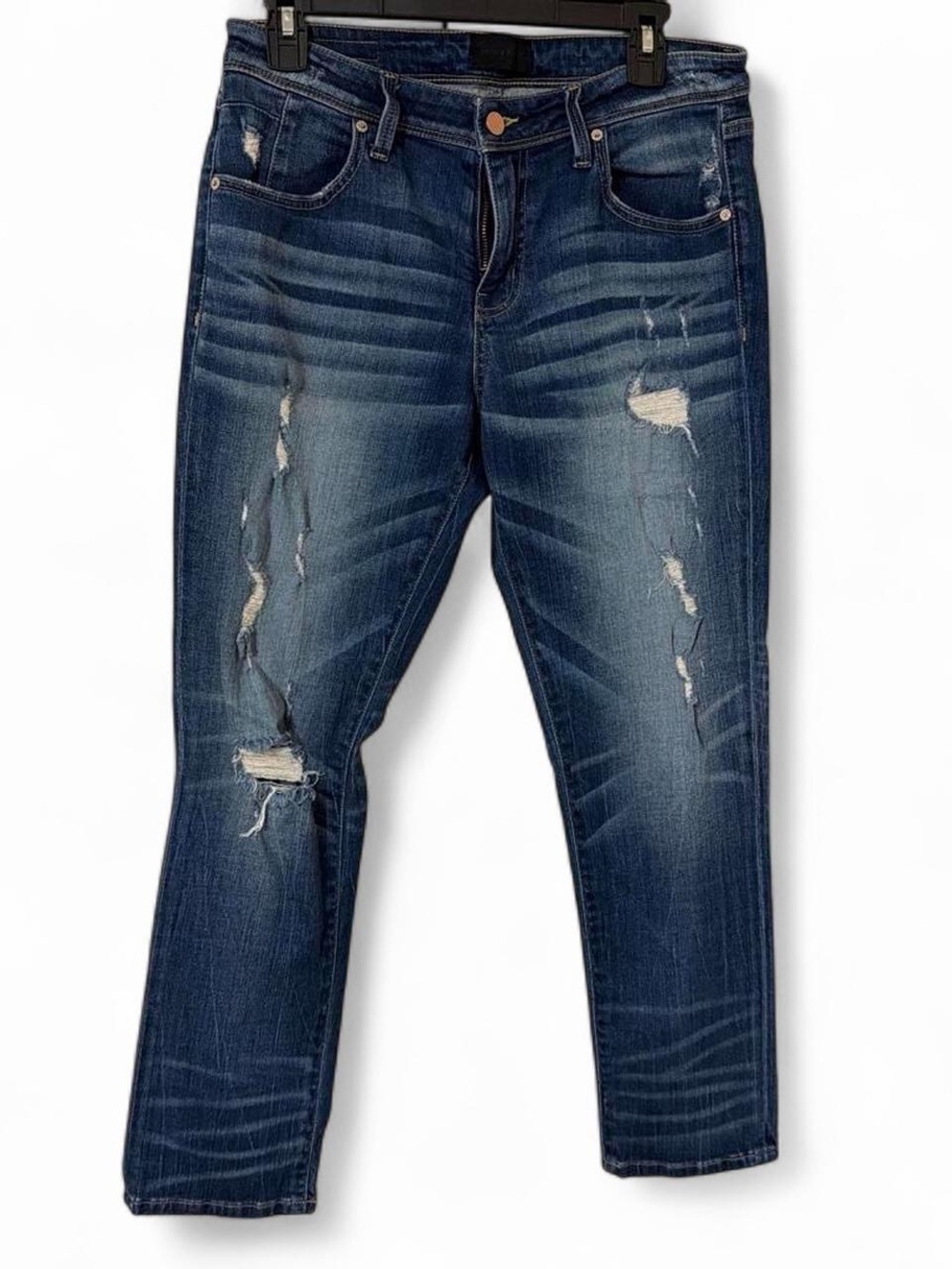 Buckle Black Women's Dark Wash Ripped Skinny Cropped Jeans